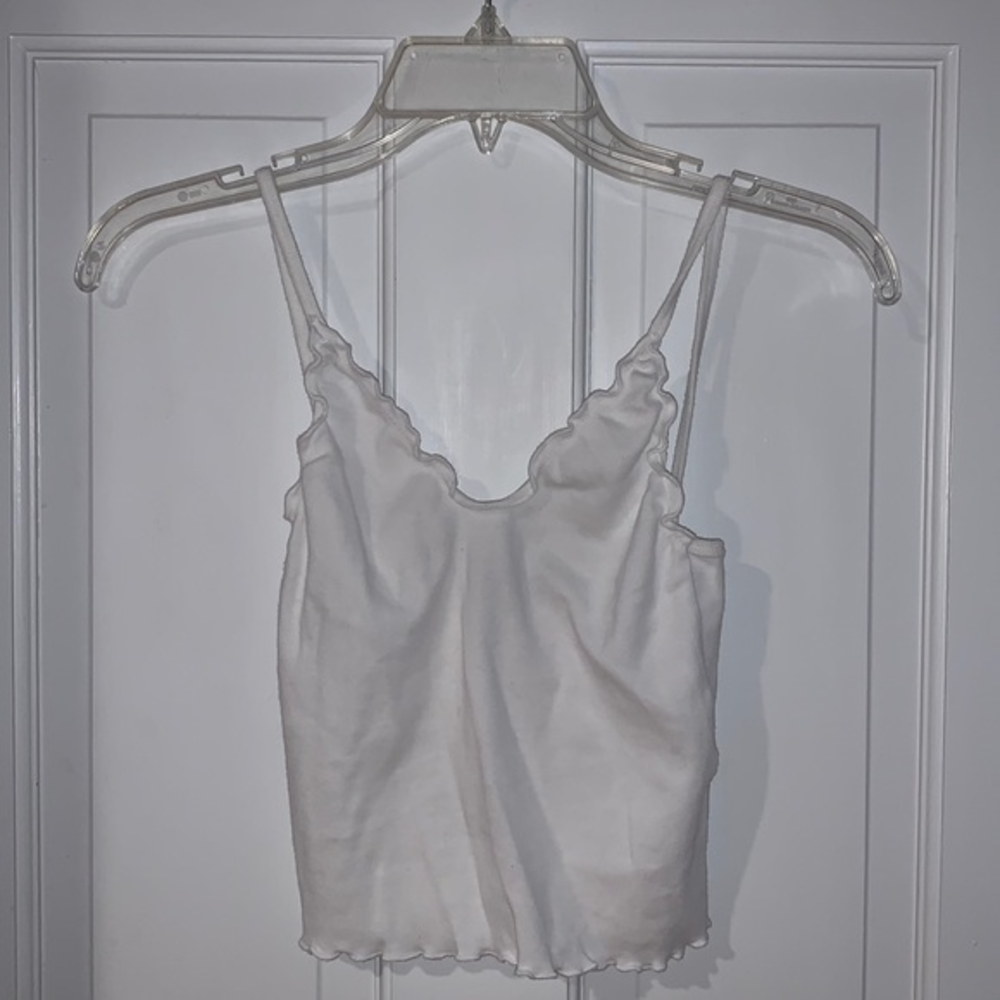 Brandy Melville lettuce trim white tank top